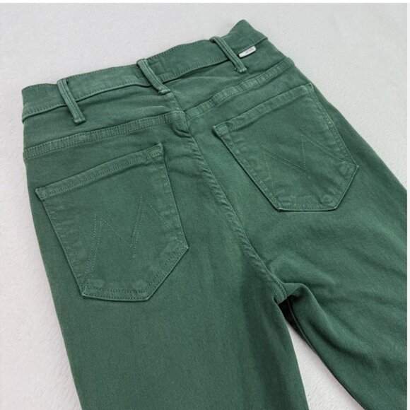 Mother Jeans The Hustler Ankle Fray "Black Forest" Green Denim Raw Hem - Picture 12 of 16